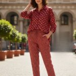 Rust Red Block Print Style Women's Co-Ord Set