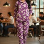 Deep Purple Botanical Floral Women's Co-Ord Set