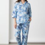Ocean Blue Watercolor Abstract Women's Co-Ord Set