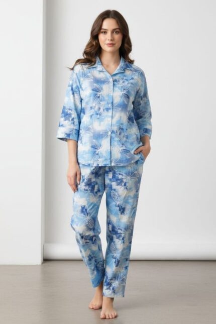 Ocean Blue Watercolor Abstract Women's Co-Ord Set