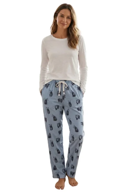 Blue Cabin Bear Print Hosiery Pajama