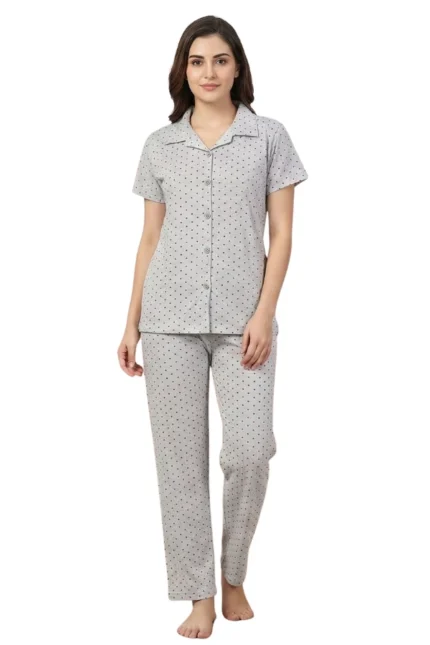 Classic Grey Digital Print Night Suit