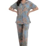 Coral Swirl Stretchable Night Suit