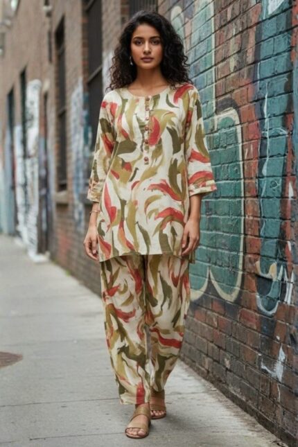 Earthy Abstract Brushstroke Co-Ord Set