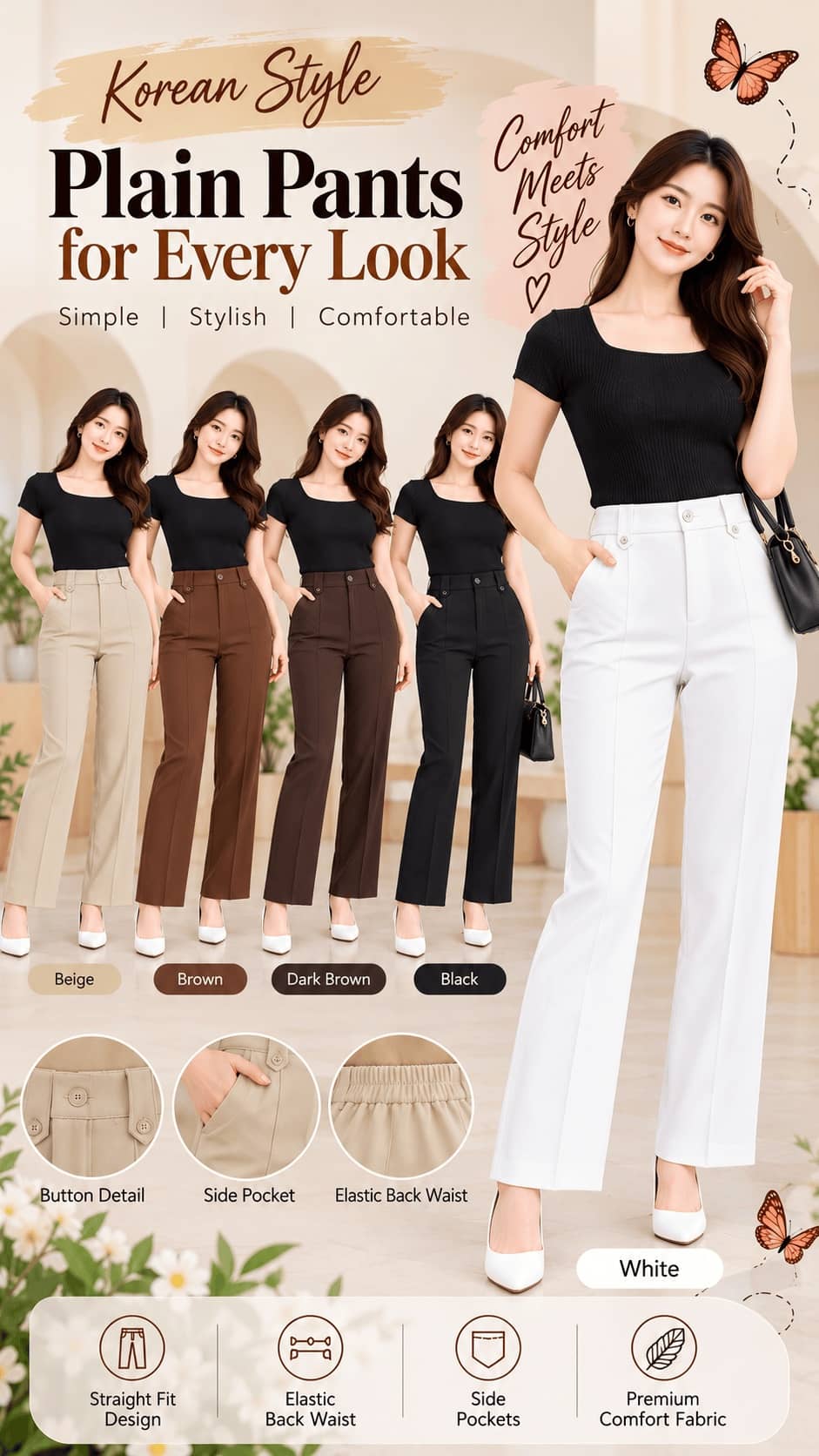 Korean Plain Pants Colour Collection – Portrait Banner.