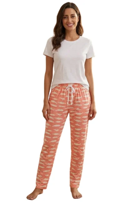 Peach Whale Print Hosiery Pajama