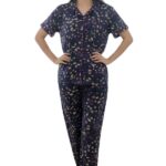 Navy Blossom Digital Print Night Suit