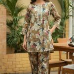 Olive Vintage Floral Straight-Cut Co-Ord Set