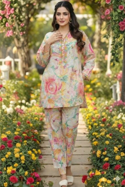 Pastel Watercolor Floral Relaxed Co-Ord Set