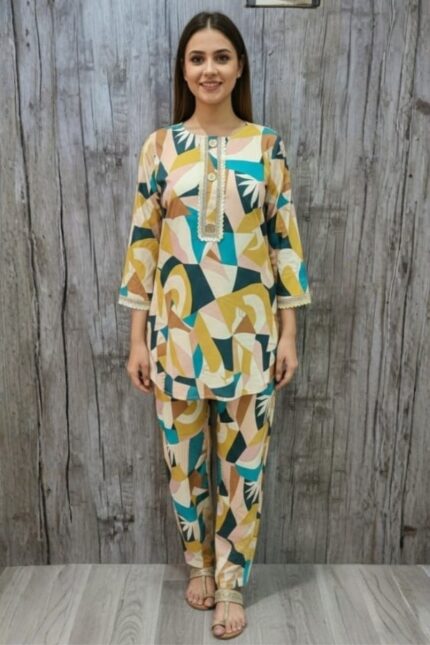 Retro Geometric Colorblock Co-Ord Set