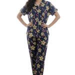 Royal Starflower Navy Blue Night Suit