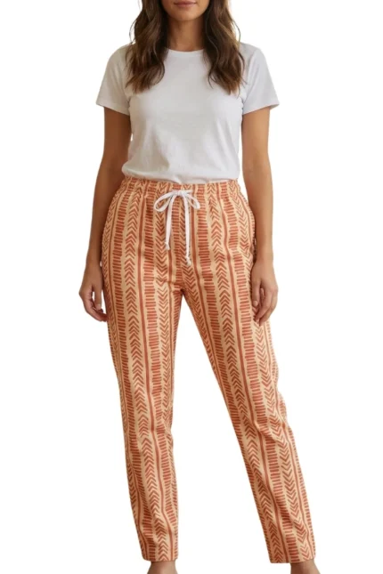 Rust Geometric Arrow Print Hosiery Pajama