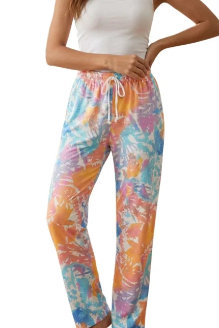 Tropical Abstract Print Hosiery Pajama