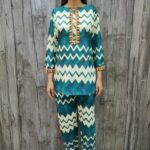 Teal & Cream Chevron Co-Ord Set with Tassel Detailing