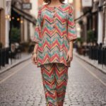Vibrant Multicolor Chevron Poly Cotton Co-Ord Set