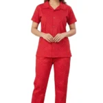 Vibrant Red Polka-Style Night Suit