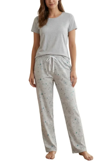 Grey Forest Print Hosiery Pajama