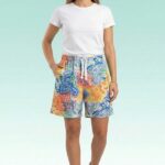 Vibrant paisley and mandala pattern women's hosiery cotton shorts with elastic waist.