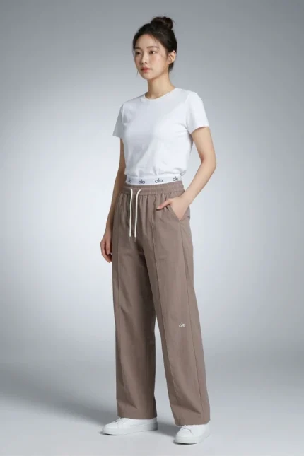 Premium Wide-Leg Korean Lounge Pajama Pants – Taupe