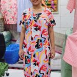 Vibrant Multi-Color Abstract Floral Print Women's Relax Fit Knee-Length Maxi Dress