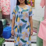 Tropical Blue Banana Leaf Print Women's Relax Fit Polyester Knee-Length Maxi Dress