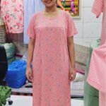 Adorable Pink Micro-Heart Pattern Women's Relax Fit Polyester Knee-Length Maxi Dress