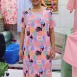 Stylish Pink Geometric Abstract Print Women's Relax Fit Knee-Length Maxi Dress