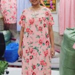 Romantic Pink Rose Floral Print Women's Relax Fit Polyester Knee-Length Maxi Dress