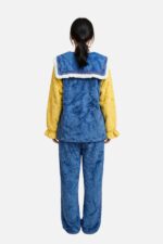Sailor Girl winter fleece pajama set for women in royal blue and mustard