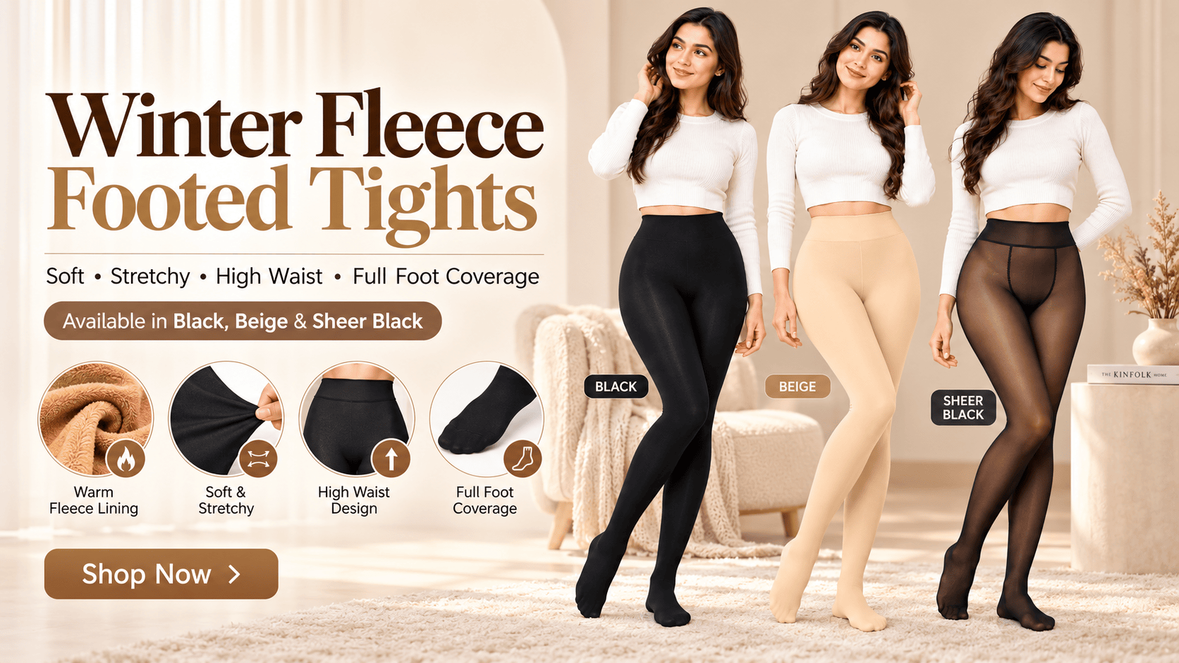 Winter Fleece Footed Tights – Landscape Banner.